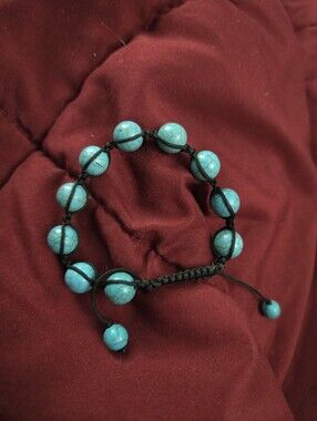 Turquoise Bead Macrame Bracelet - Blue
